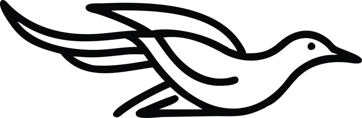 Ancient Egyptian symbol, stylized crow, black silhouette, minimalist design, hieroglyphic art, tribal motif, curved beak, simplified bird shape, bold graphic, cultural icon, contrasting black and whit