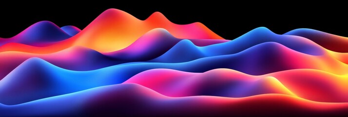 Abstract Intertwined Glowing Waves, Rich Color Gradient, Blue, Red on Black Background