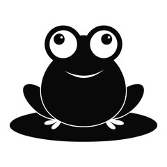 Simple and Cute Frog Silhouette vector.