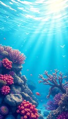 Naklejka premium Underwater Coral Reef Scene Using Generative AI