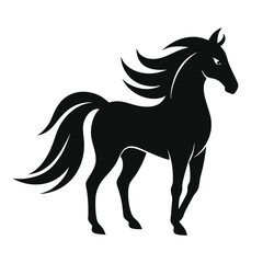 Minimalist Horse Icon with Elegant Lines and Bold Silhouette vector.