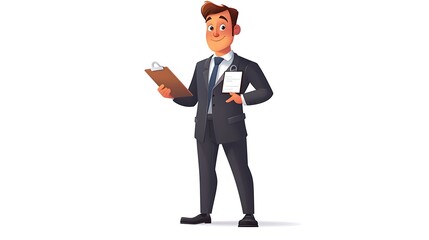 Confident businessman clipboard conference presentation