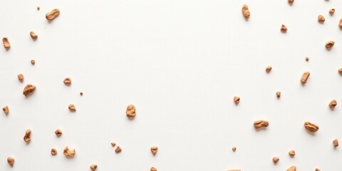 Fototapeta premium A mesmerizing mosaic of small, irregular wooden pieces forms a symmetrical texture on a pristine white surface. Each piece exudes warmth and natural elegance