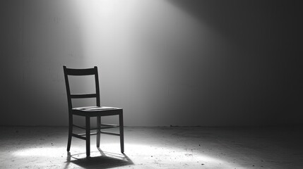 Solitary Chair in a Beam of Light: A Monochrome Still Life