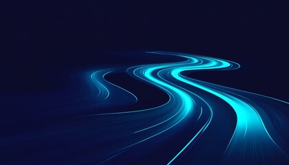 Abstract Light Trails, Flowing Blue Stream of Light Energy in Swirls Across a Black Background.jpeg