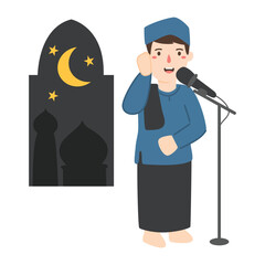 Muslim man doing the call to prayer illustration