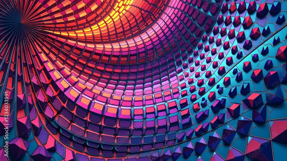 Aufkleber A colorful spiral with many different colored blocks. The blocks are in various sizes and are arranged in a spiral pattern