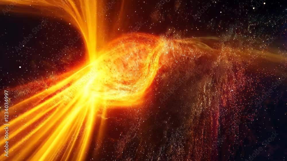 Poster immerse yourself in the cosmic wonder of a vibrant nebula, exploding with fiery colors and intricate