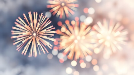 A spectacular display of colorful fireworks bursting in the night sky, creating a festive and celebratory atmosphere.