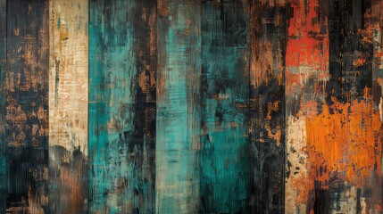 Fototapeta premium wood wall with grunge and distressed textures colorful