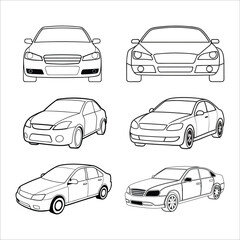 Obraz premium outline set of cars vector