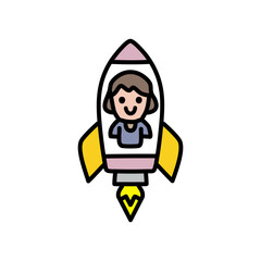 Rocket icon, vector illustration. Flat design style. Startup concept.
