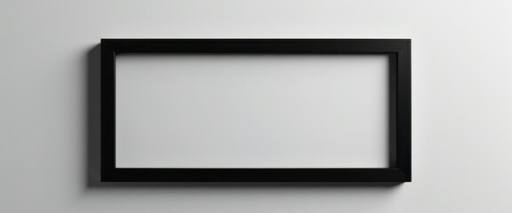 Frame Isolated Background - Matte Black Rectangular Frame on White Wall