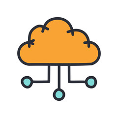 Cloud computing color line icon. Pictogram for web page, mobile app, promo. Editable stroke.
