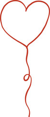 Cute Heart Balloon with bow Doodle Outline