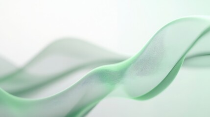 Ash white background with softly glowing green wave lines creating motion, with ample space for text on the right.