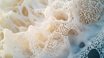 Ethereal layers of delicate white foam create a mesmerizing, intricate lace-like texture.