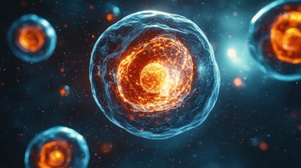 Naklejka premium Abstract Cellular Energy: Dynamic Core Fusion