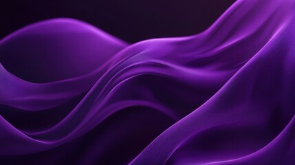 Fototapeta premium Dark purple background with gently flowing purple wave lines that fade into the background, leaving room for text at the top..