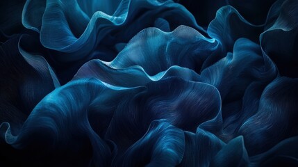 Abstract Blue Fabric Texture: Deep Ocean Waves