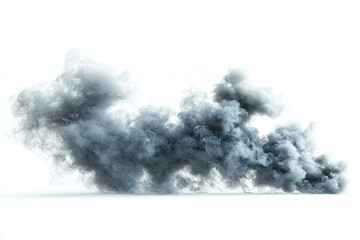 Abstract grey smoke cloud, isolated on white.