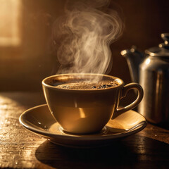 Coffee Steam in Golden Morning Light