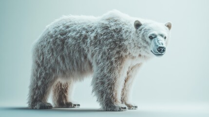 Obraz premium A majestic polar bear stands against a stark, minimalist background, embodying strength and resilience in a cold, isolated environment.