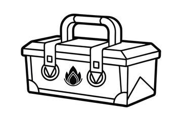Fototapeta premium Firefighter tool box line art vector illustration.eps