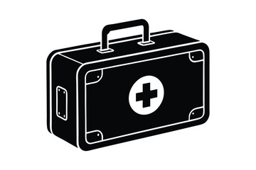 First Aid kit box silhouette art illustration.eps
