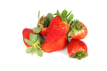 collection of fresh, ripe strawberries isolated on a white background
