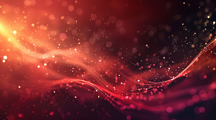 Obraz premium Abstract design with flowing lines and glowing particles in warm colors.