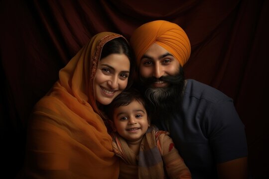 Sikh family portrait father adult.