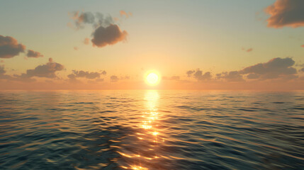 Beautiful Scene of Sunset Over the River