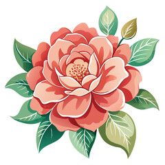 Watercolor red roses bouquet illustration. Hand draw rose flower
