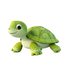 Fototapeta premium Playful green turtle character cartoon style vibrant colors whimsical environment front view child-friendly concept for seo impact