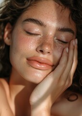 A woman with hair head face skin.
