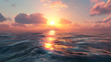 Fototapeta premium Beautiful Scene of Sunset Over the River