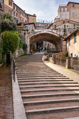 View of the ancient medieval aqueduct, Perugia, Italy