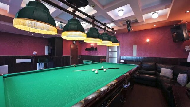 interior apartment room large wooden pool table billiard club