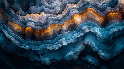 Obraz premium Abstract Blue Swirling Marble Texture Warm Light. AI Generated
