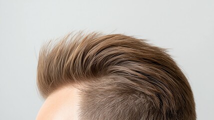 Stylish men's haircut featuring a sleek, textured design with a modern flair, perfect for fashion-forward individuals.
