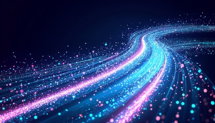 Fototapeta premium Abstract Blue and Pink Neon Light Swirls, Glowing Digital Illustration, Vector Art Background