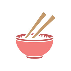 Chopsticks with bowl vector design. Chopsticks icon on white background. 