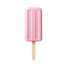 A pink popsicle on a wooden stick against a transparent background, evoking a refreshing and playful summer treat.