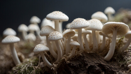 Pristine Forest Floor with Lion's Mane Mushrooms: Highlighting Biodiversity and Medicinal Benefits for International Day for Biological Diversity