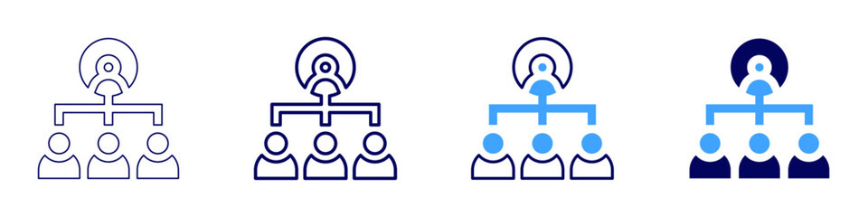 Hierarchy structure icon in 4 different styles. Thin Line, Line, Bold, and Bold Line. Duotone style. Editable stroke
