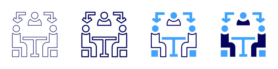 Intermediary icon in 4 different styles. Thin Line, Line, Bold, and Bold Line. Duotone style. Editable stroke