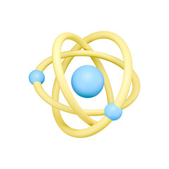 3d render of atom symbol icon in physics lesson