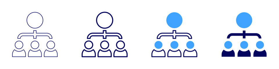 Organization team icon in 4 different styles. Thin Line, Line, Bold, and Bold Line. Duotone style. Editable stroke