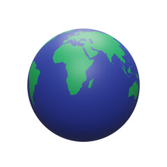 Isolated 3d rendering Earth globe